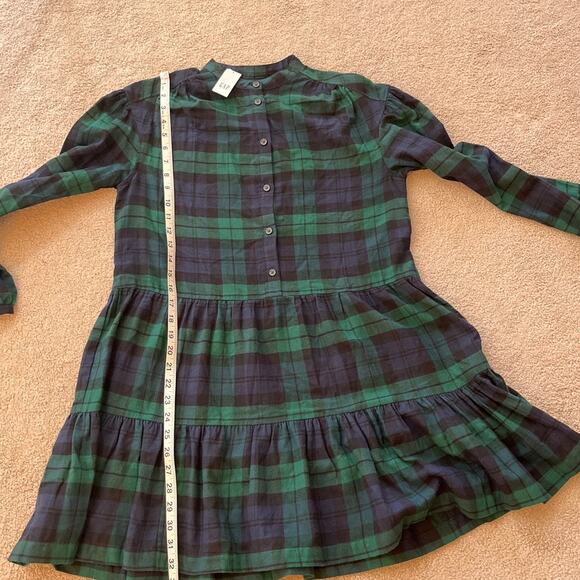 Gap Womens Green Navy Plaid Flannel Tiered Long Sleeve Mini Dress Size Small NWT - Picture 6 of 6